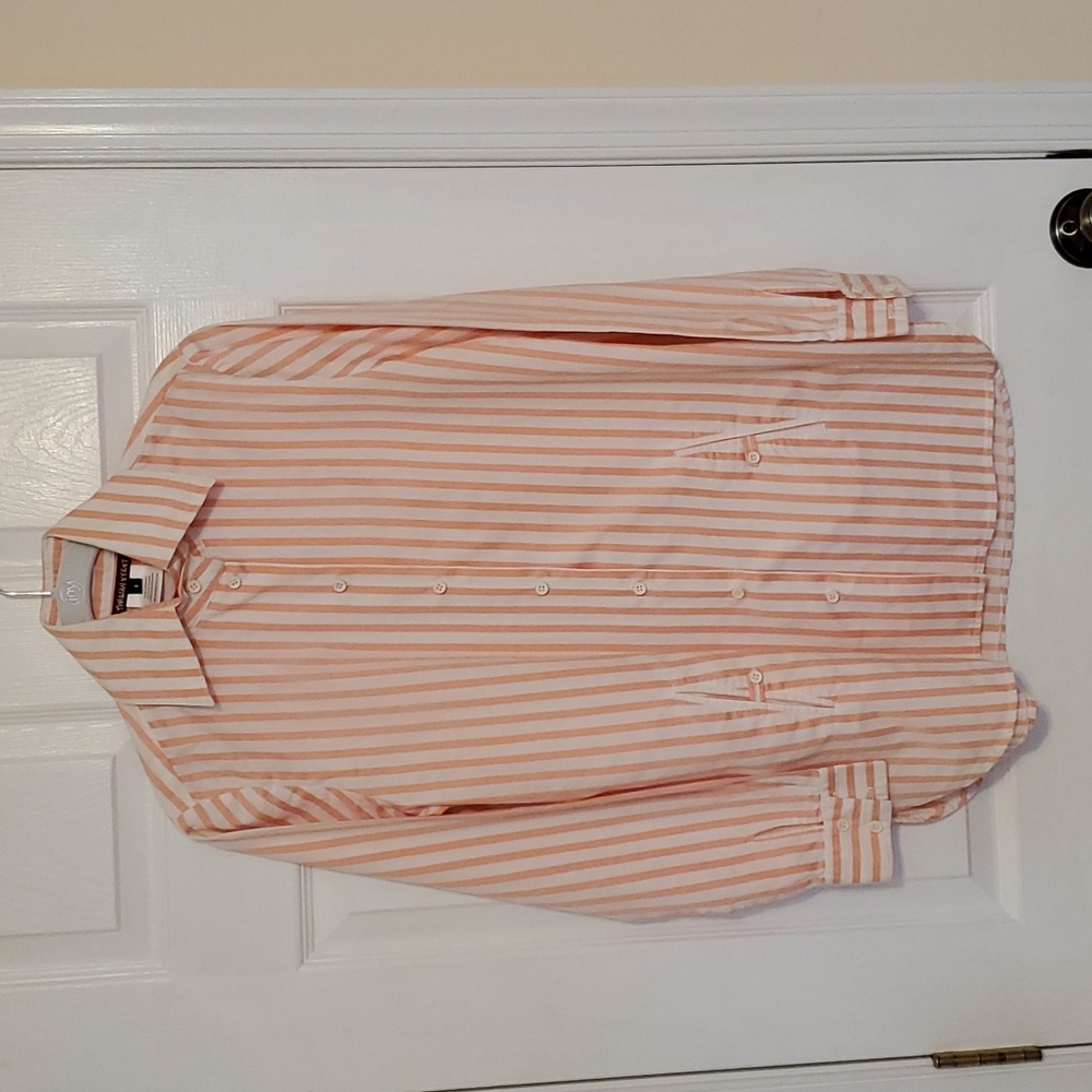 Thalian Xtract Button Down Orange Striped Shirt - image 1